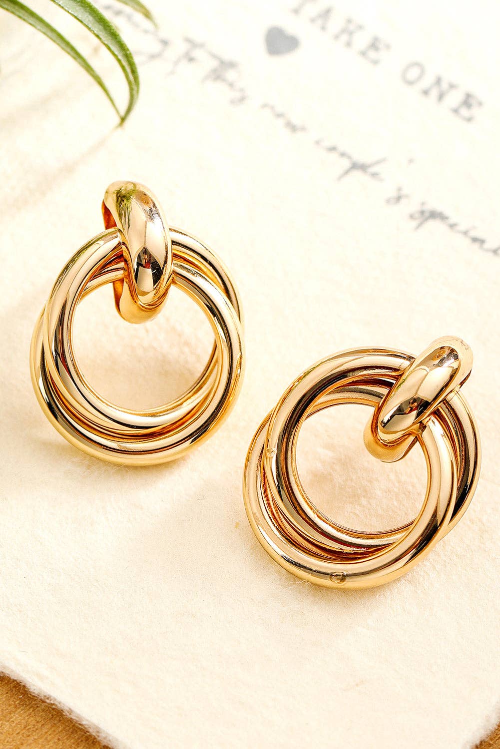 Luxe Gold Interlock Knot Stud Earrings