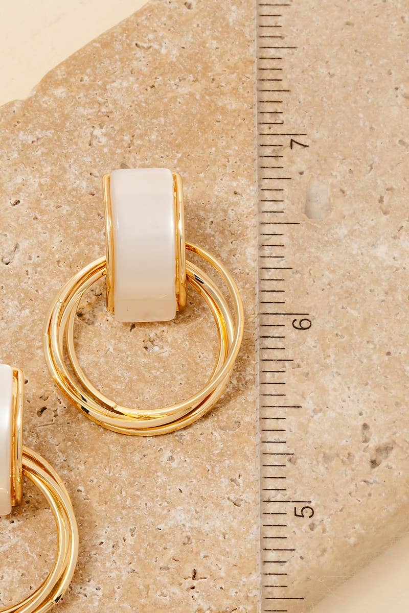 Modern Luxe Linked Hoop Earrings – Gold & Ivory