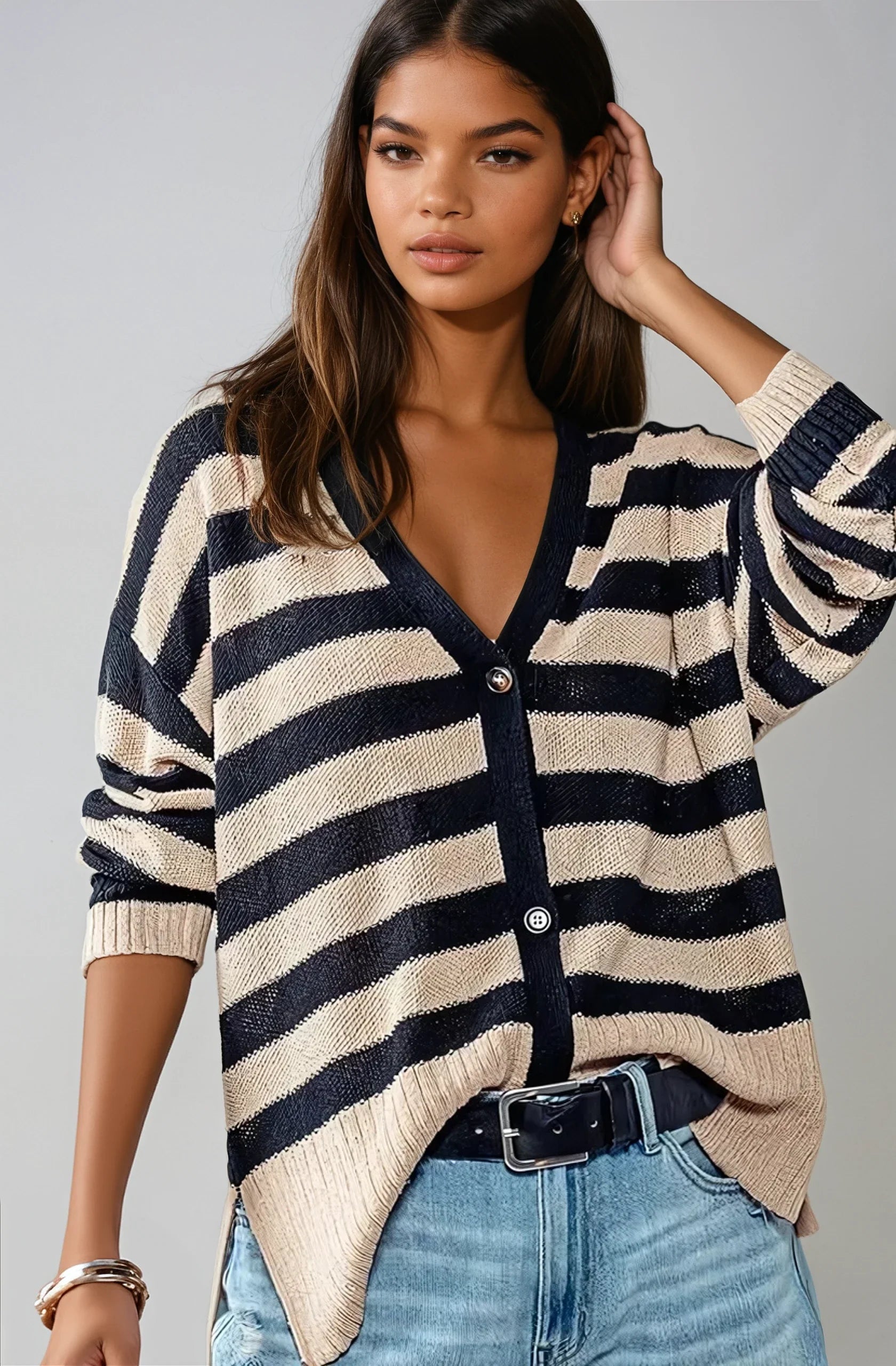 Coastal Muse Striped Knit Cardigan –Almost Gone!