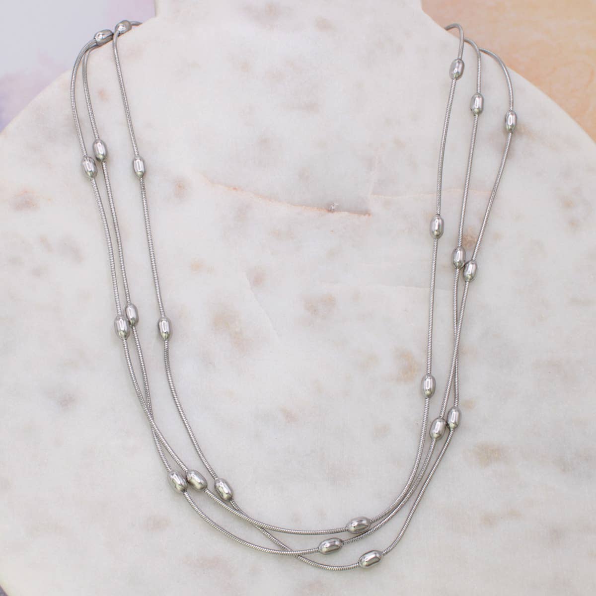 Easy Layers Silver Bead Chain Layer Necklace