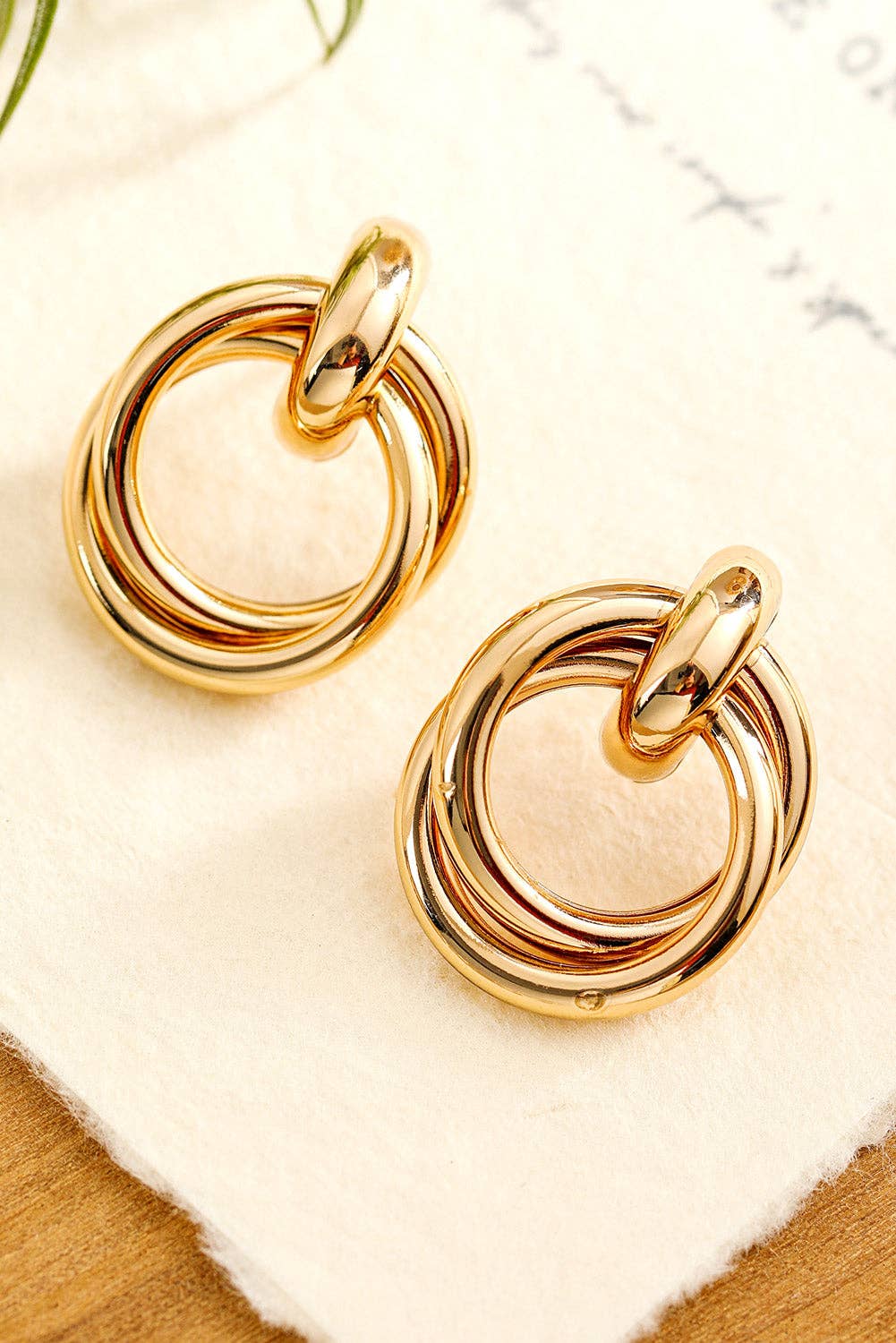 Luxe Gold Interlock Knot Stud Earrings