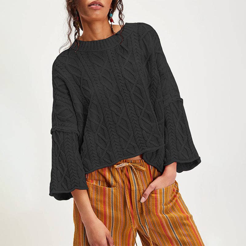 The Haven Sweater- Black and Camel