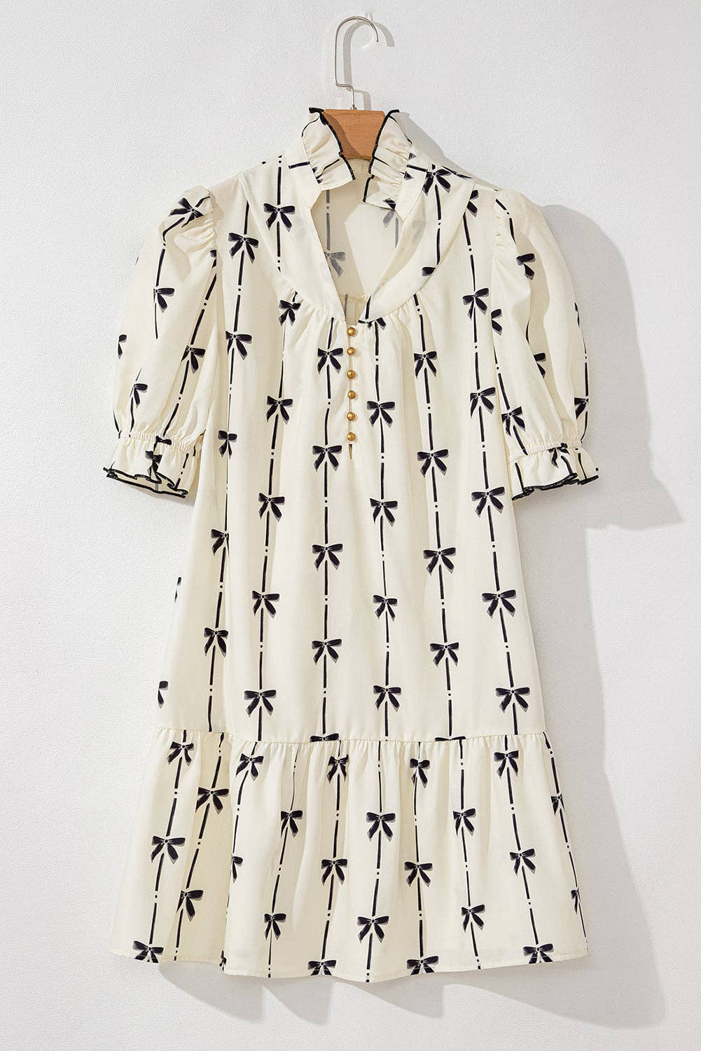 The Grace Sweet Bow Ruffle Sleeve Mini Dress