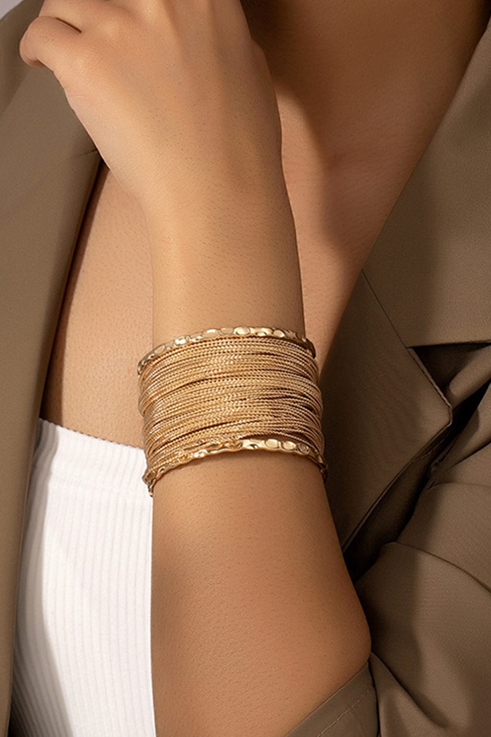 Golden Glam Multi-Strand Cuff Bracelet- Almost Gone!