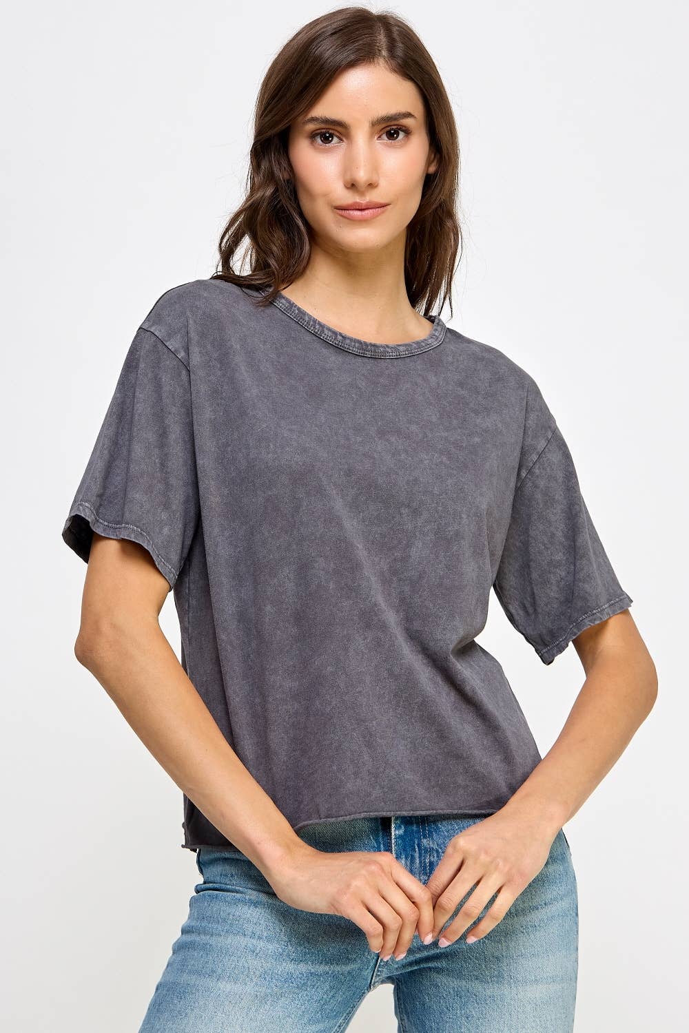 Mineral Washed Long Cropped T-Shirt