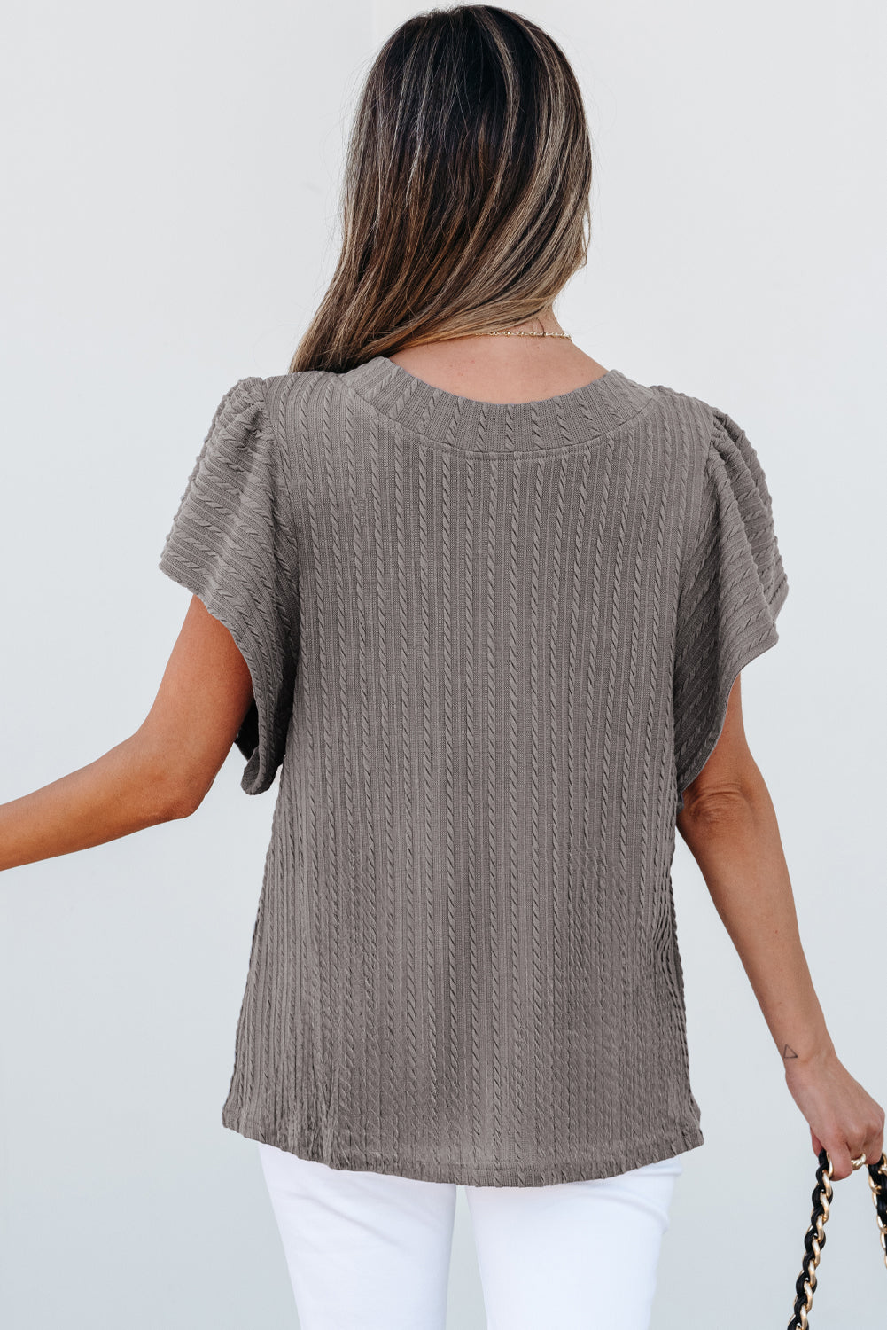 The Brynn Textured Flutter Sleeve Top