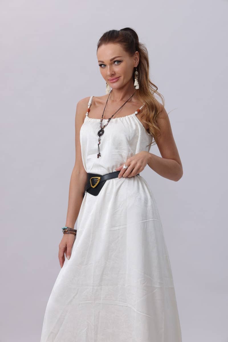Pre-order: Asymmetrical Buckle Wide Waist Belt - Black