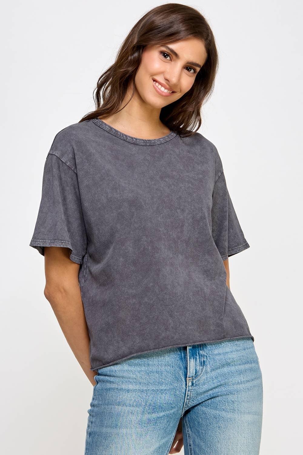 Mineral Washed Long Cropped T-Shirt