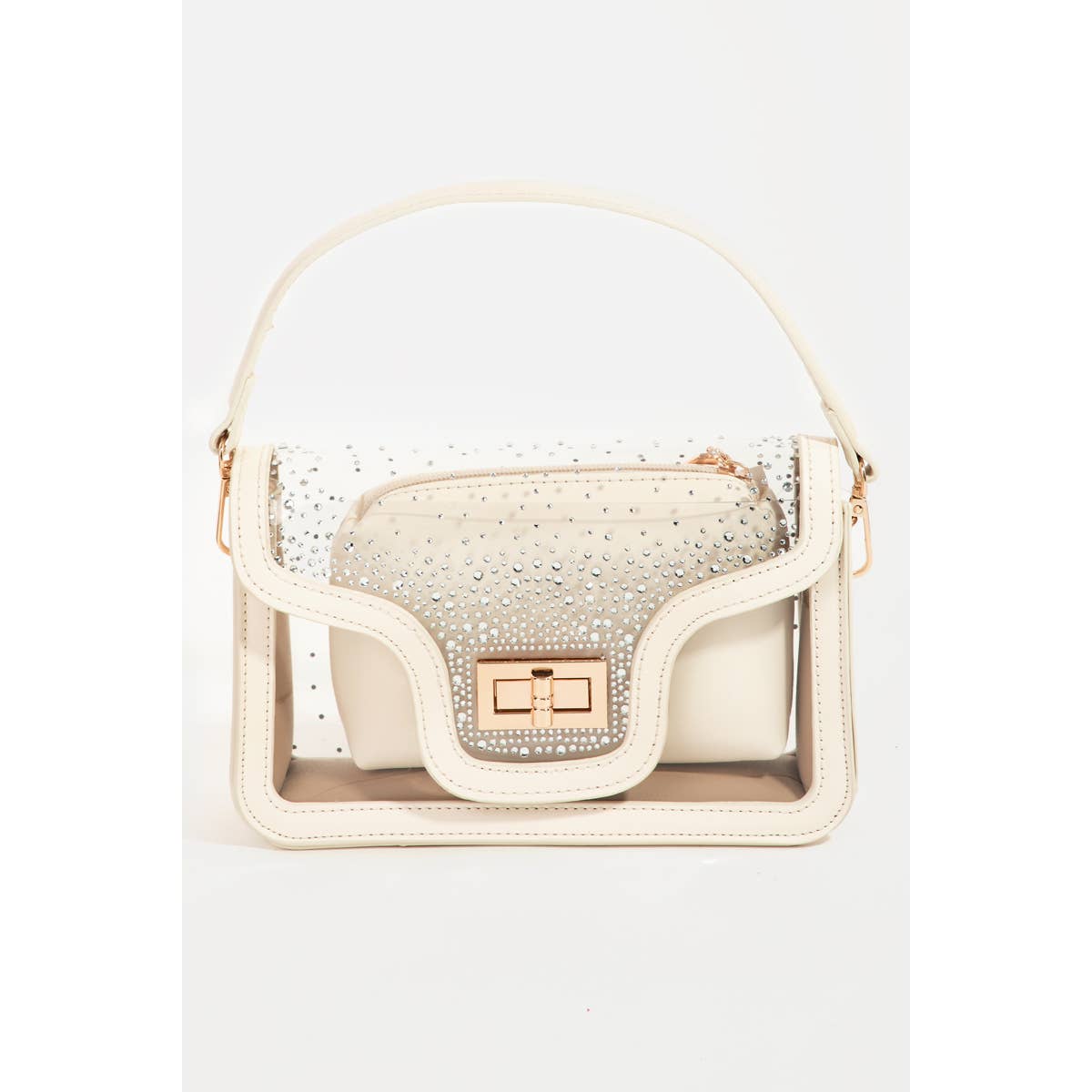 Transparent Rectangle Studded Crossbody Bag- Stadium/Concerts