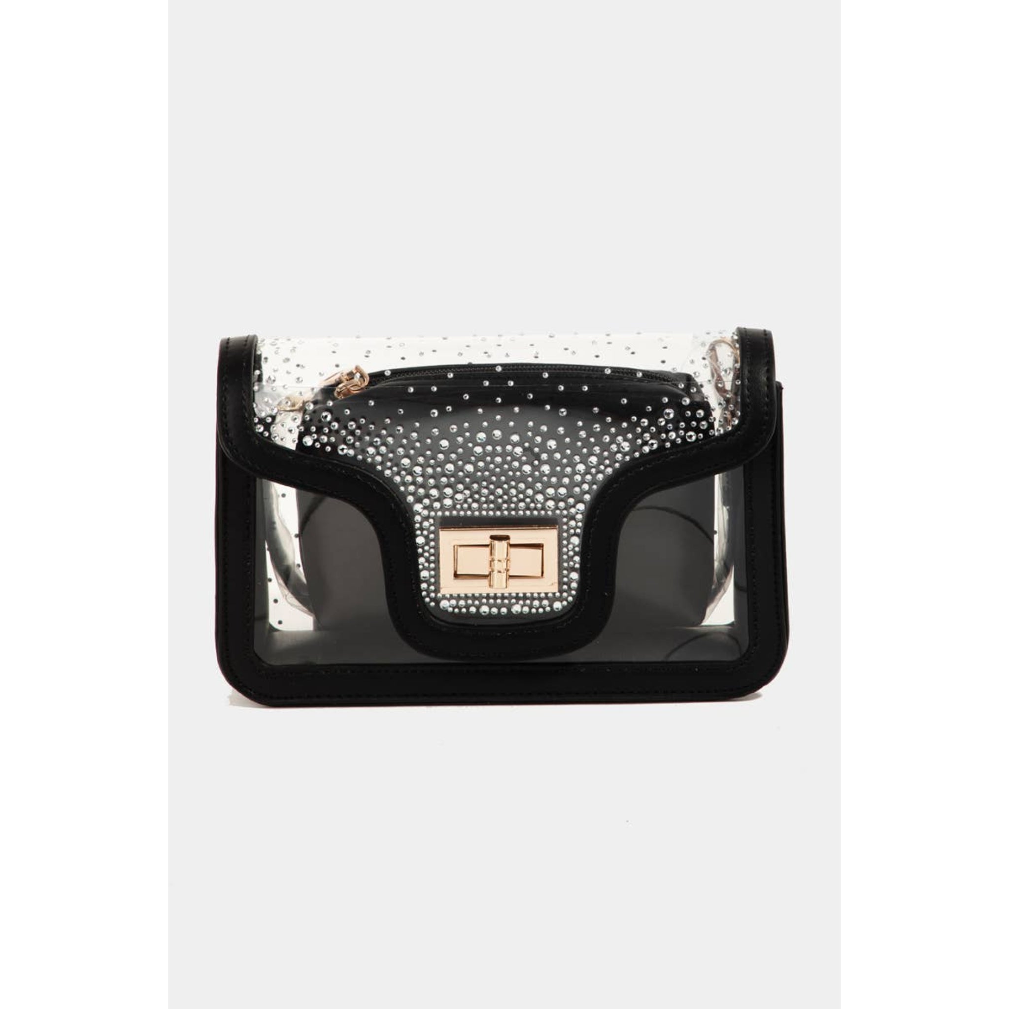Transparent Rectangle Studded Crossbody Bag- Stadium/Concerts