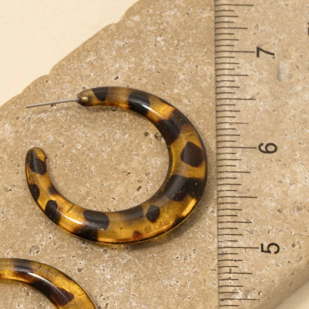 Classic Tortoise Resin Hoop Earrings- Going Fast!