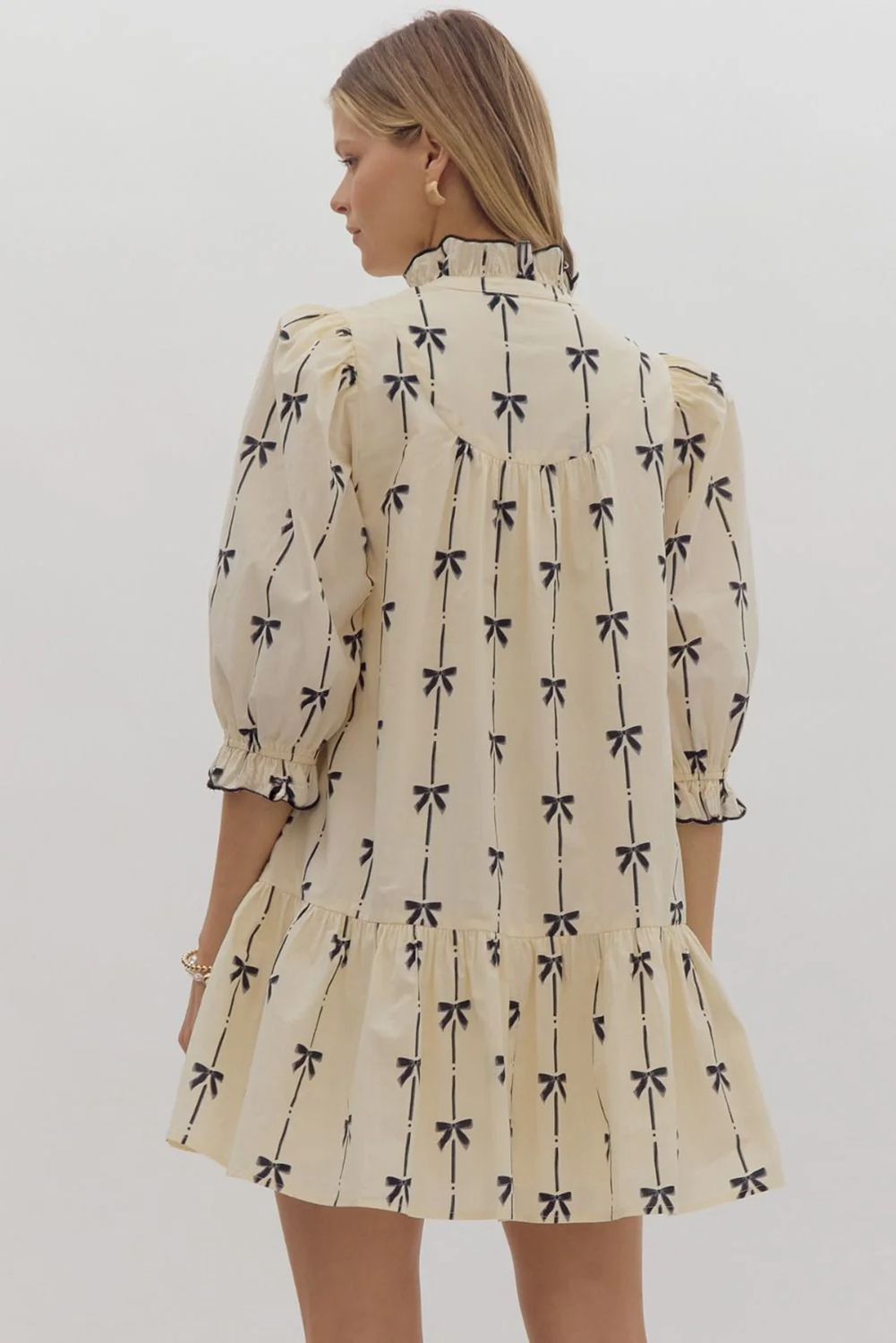 The Grace Sweet Bow Ruffle Sleeve Mini Dress
