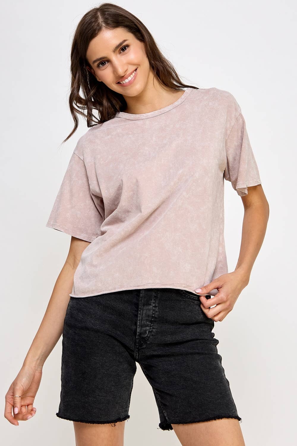 Mineral Washed Long Cropped T-Shirt