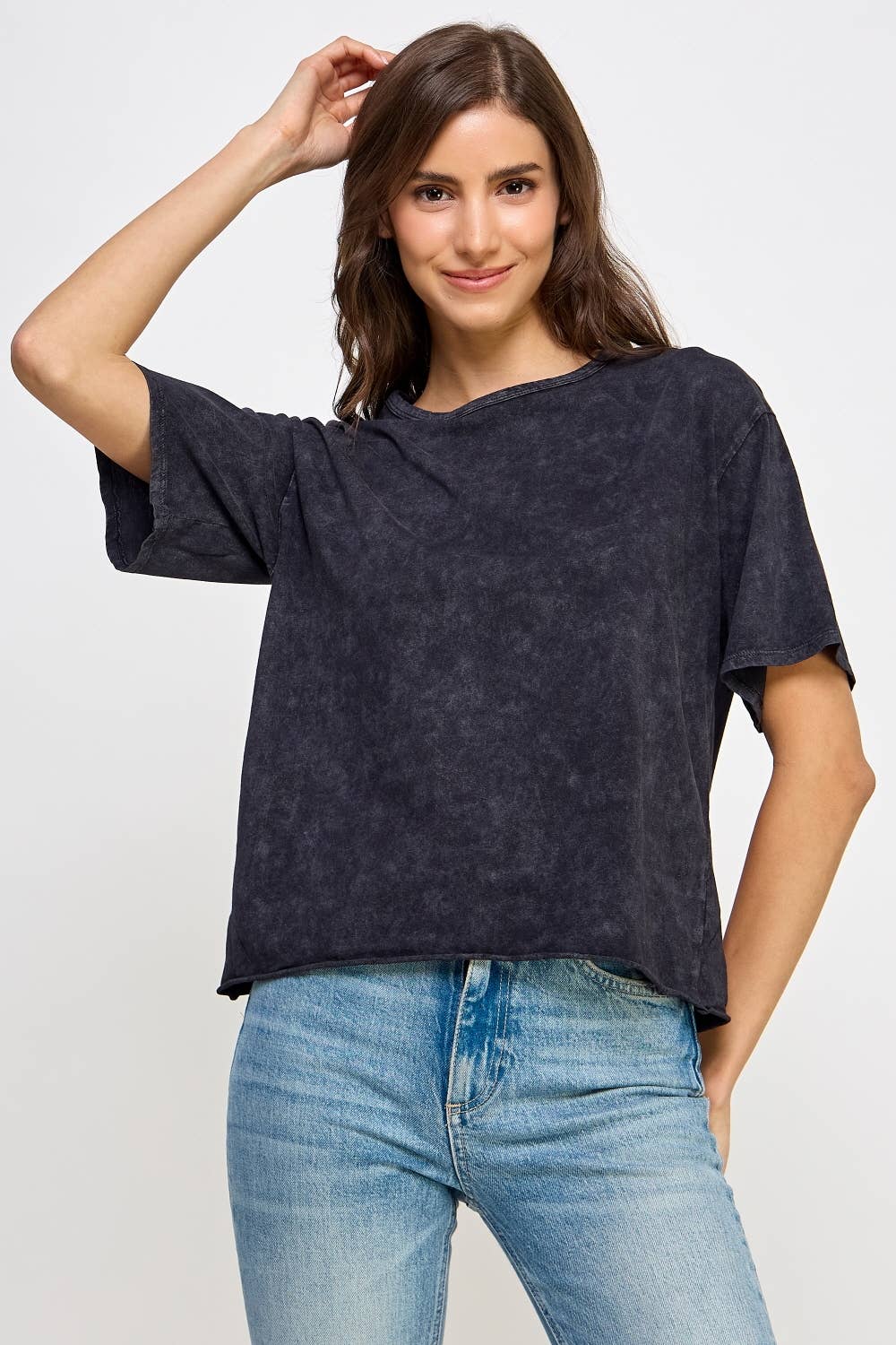 Mineral Washed Long Cropped T-Shirt