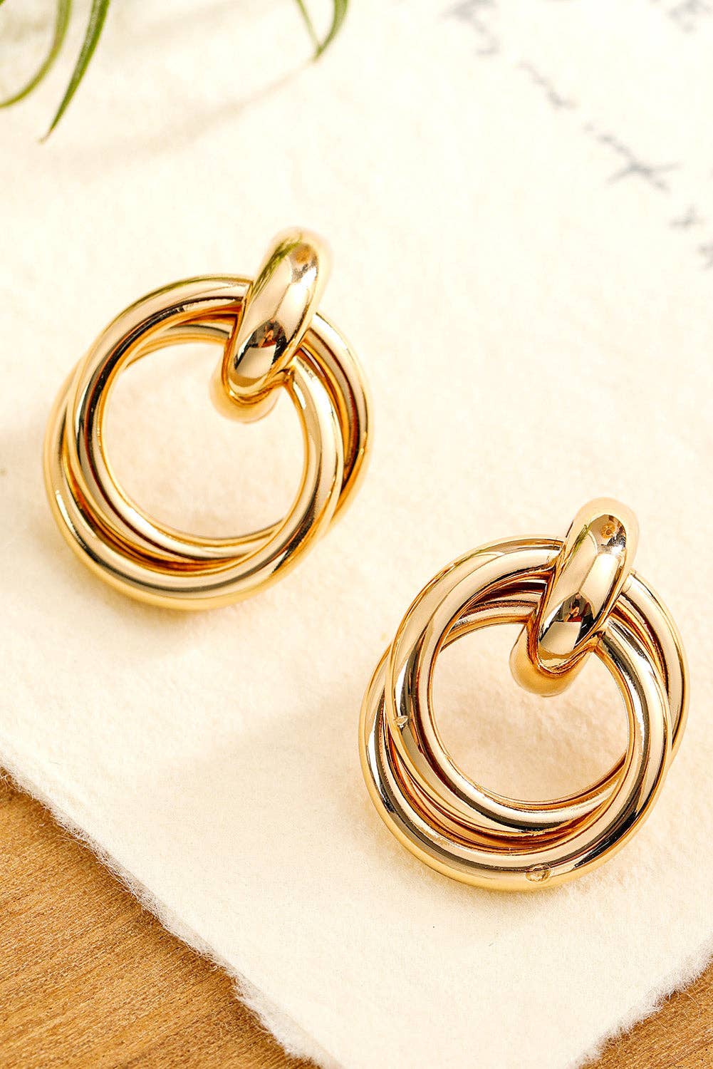 Luxe Gold Interlock Knot Stud Earrings