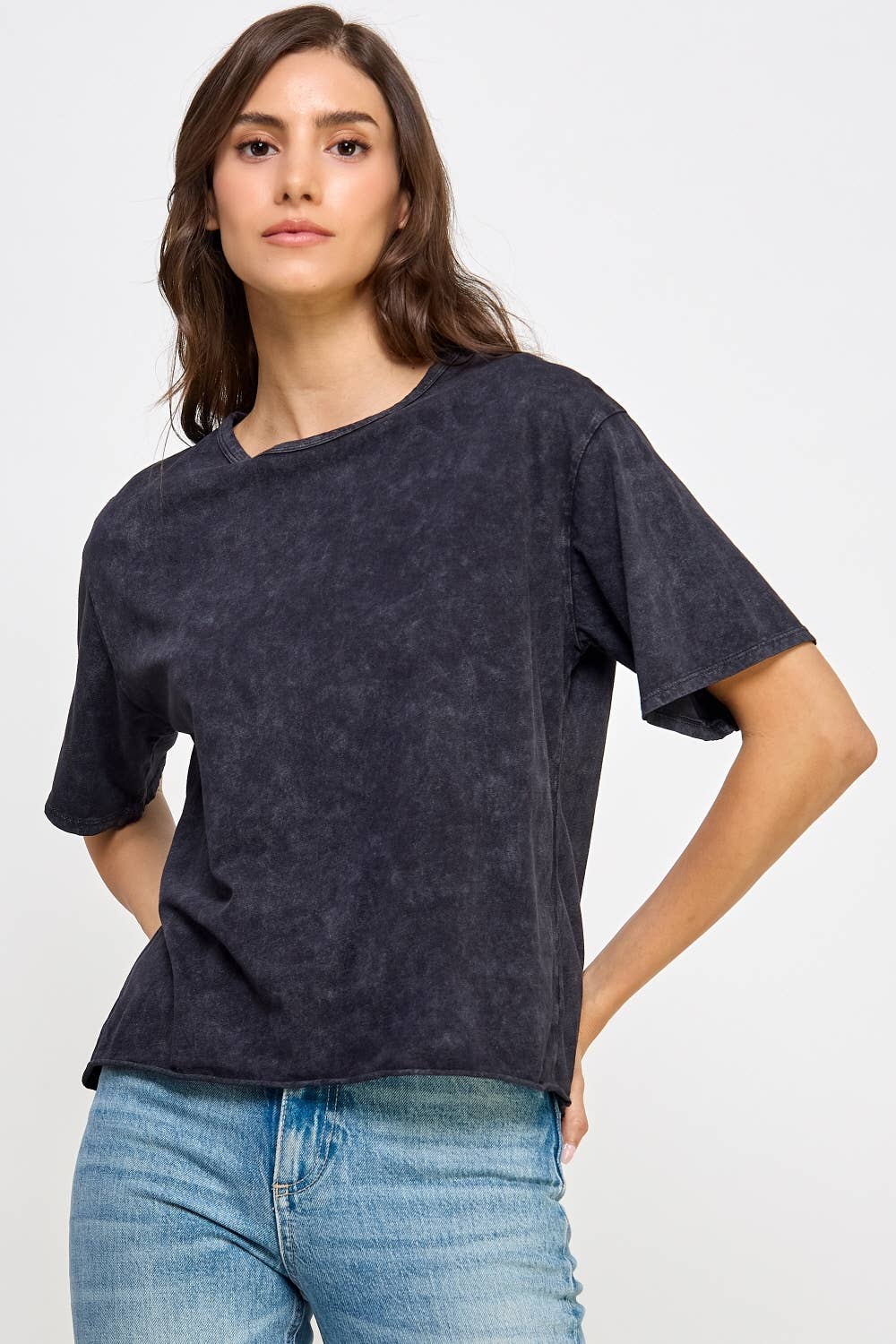 Mineral Washed Long Cropped T-Shirt