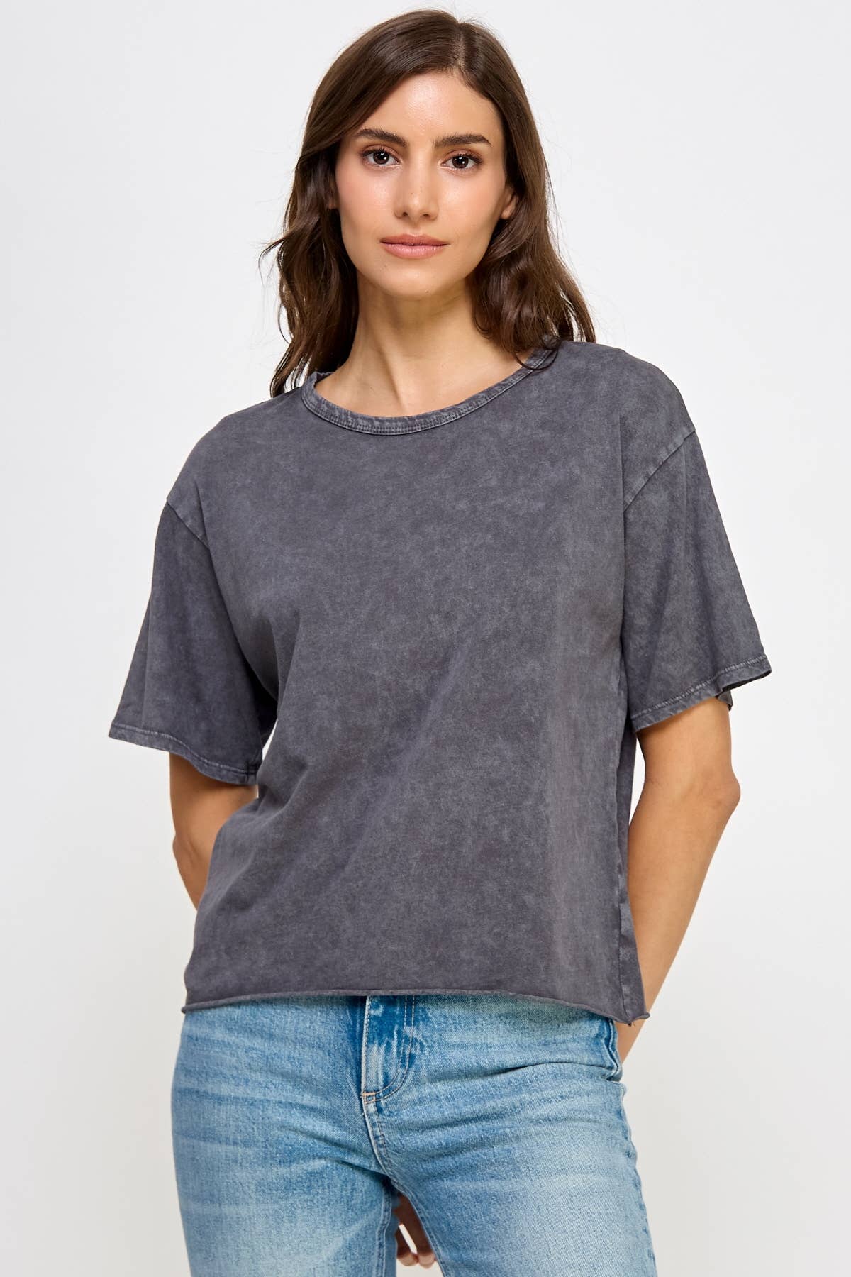 Mineral Washed Long Cropped T-Shirt