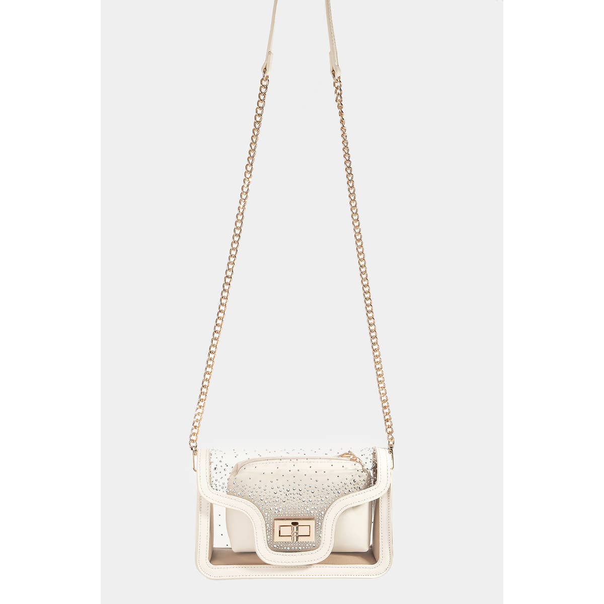 Transparent Rectangle Studded Crossbody Bag- Stadium/Concerts
