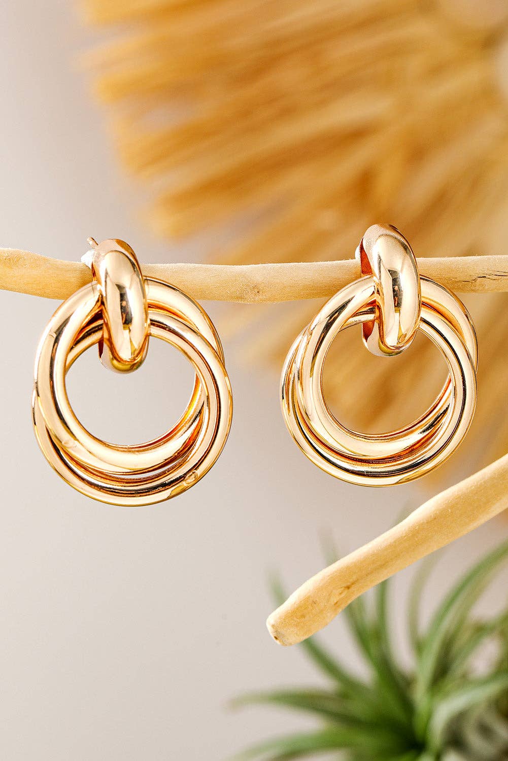 Luxe Gold Interlock Knot Stud Earrings