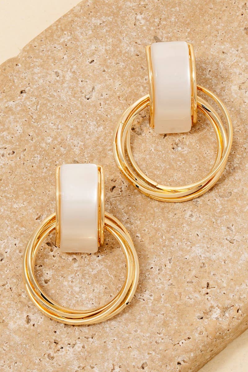 Modern Luxe Linked Hoop Earrings – Gold & Ivory