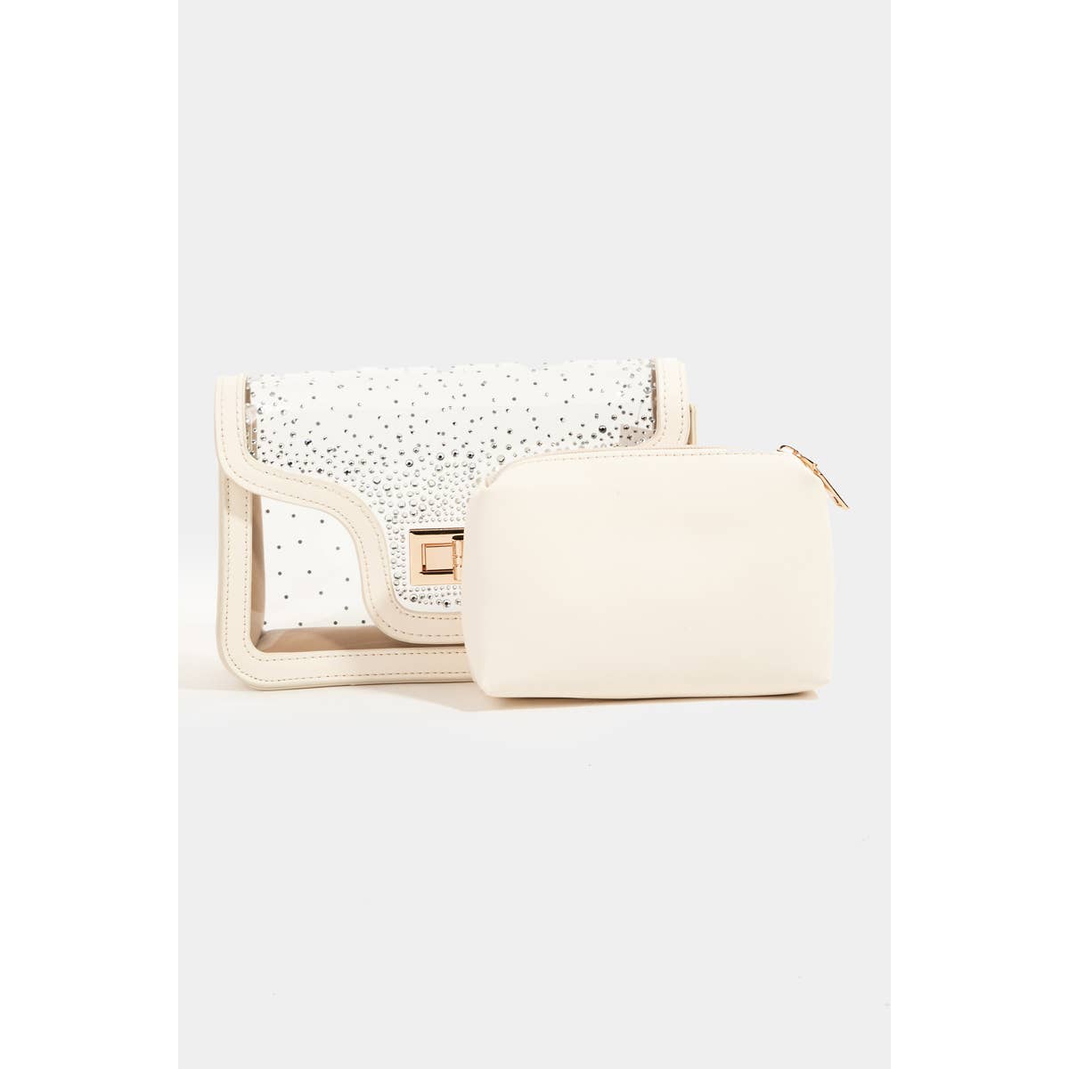 Transparent Rectangle Studded Crossbody Bag- Stadium/Concerts