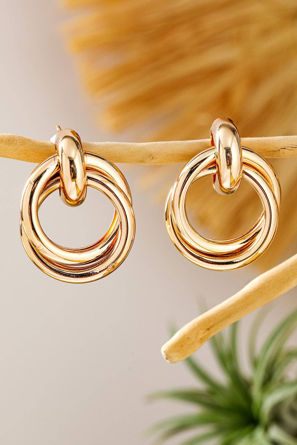 Luxe Gold Interlock Knot Stud Earrings