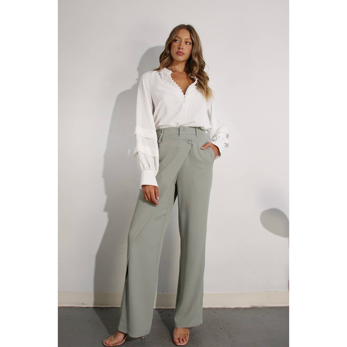 The Mila Fold Sleeve Detail Button Down Blouse