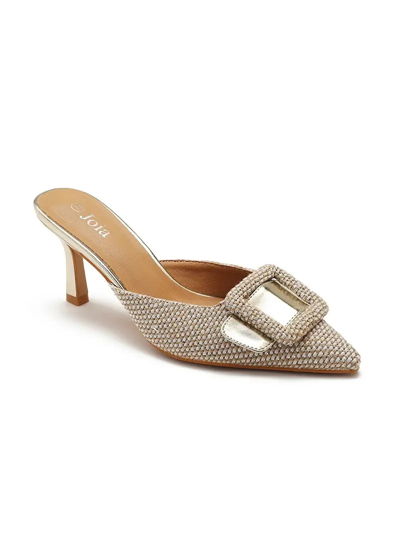 Imported from Paris pointed toe mules with kitten heel.